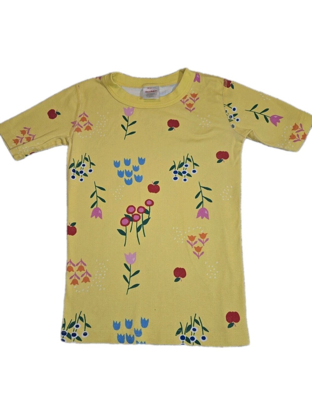 hanna andersson Girls Sz 10 Pajama Top 💯 organic Cotton Made In Peru S/S Yellow